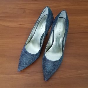 Nine West NWFLAX 7 1/2 M Blue Purple Glitter Heels